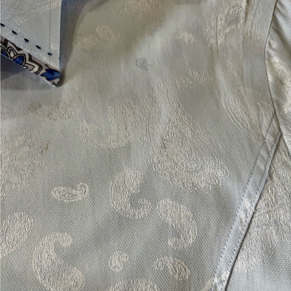Eight X Men's light blue Dress Shirt with paisley print size medium - Picture 6 of 8